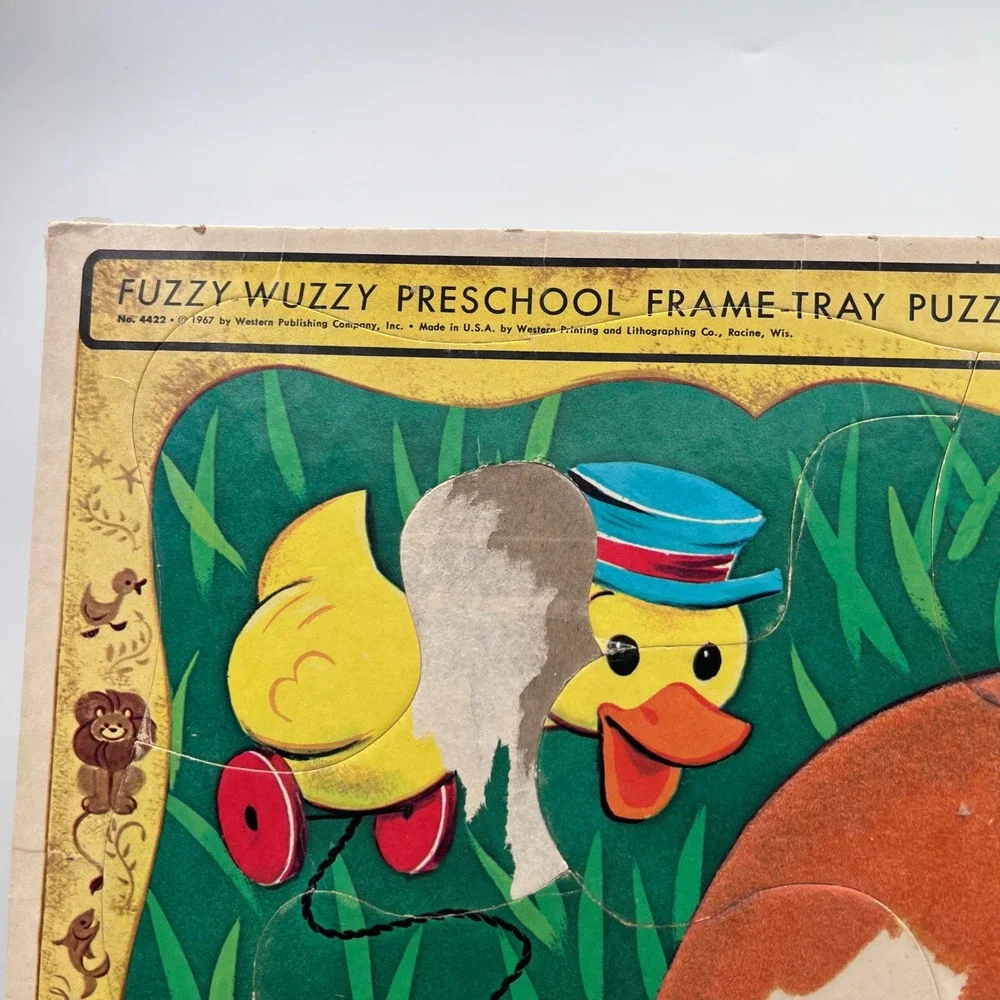 Vintage 1967 Whitman Fuzzy Wuzzy Basset Hound Duck Frame Tray Puzzle 4422